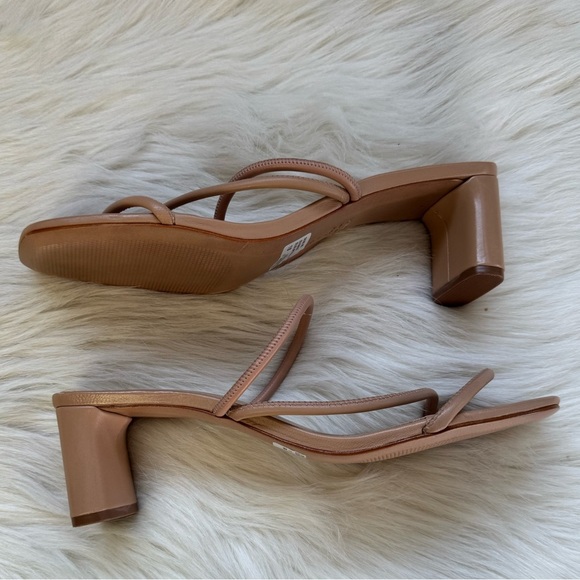 New Schutz True Beige Chessie Mid Heel Sandals - Picture 4 of 6